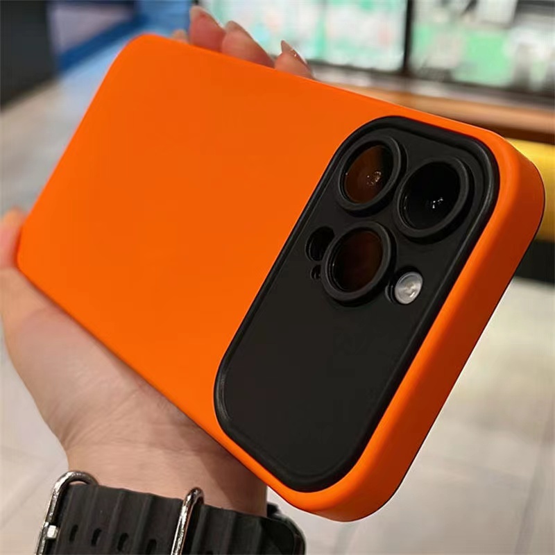 IPHONE Baru Silikon Jendela Besar Warna Senada 2-in-1 Shockproof Phone Case Cocok Untuk Iphone11 12 13 14 Pro Max X Xs Max Xr Case Cover