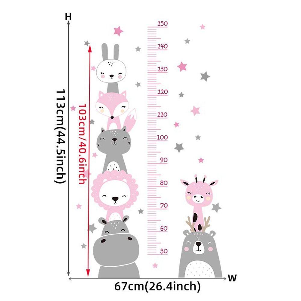 Needway Pengukur Tinggi Badan Stiker Dinding Lucu Tahan Air Perlengkapan Perawatan Bayi Hippo Kelinci Singa Hewan Pola Beruang Baby Nursery Wall Decals