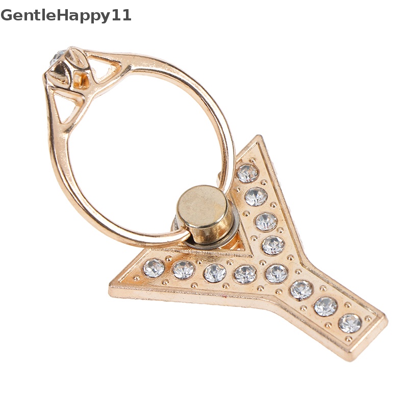 Gentlehappy Berlian Logam Huruf Jari Cincin smartphone stand holder Handphone holder id