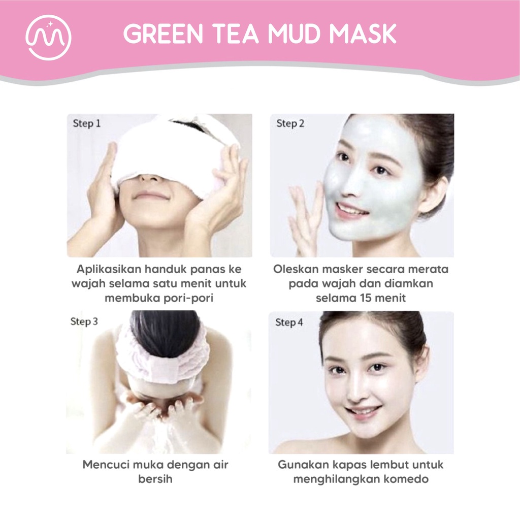 MINIPINK Green Tea Cooling Cleansing Mud Mask Clay Mask Exfoliasi Kulit Wajah Pore Clean Greentea 120gr MP013