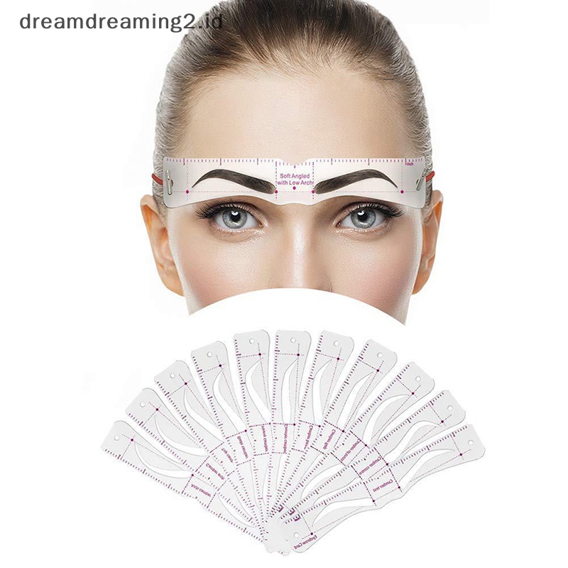 (drea) 12pcs Reusable Eye Brow Drawing Guide Set Stensil Alis Makeup Card Kit//