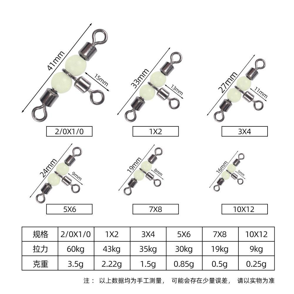 Lanfy 3arah Konektor Memancing Stainless Steel Memancing Aksesoris Bercahaya Labu Tiang Memancing Kacang Ruang Memancing Mengapung Bercahaya Berputar Bergulir