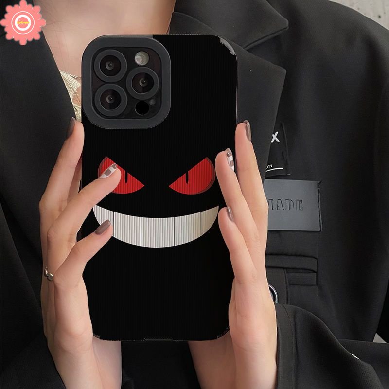 IPHONE Jahitan Kontras Smiley Phone Case Kompatibel Untuk Iphone11 7 8 Plus X XR 7Plus 14 12 13 Pro MAX XS MAX Retro Mewah Tekstur Kulit Surat Label Silicon Lembut Shockproof Cover