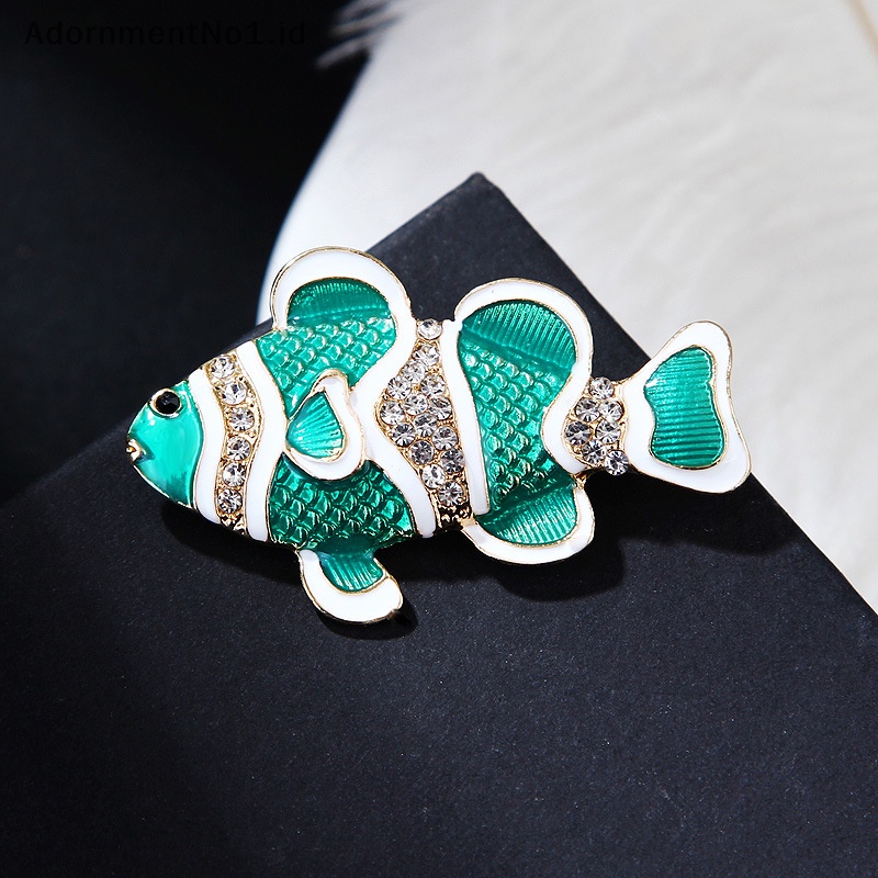 [AdornmentNo1] Bros Ikan Tropis Laut Berlian Imitasi Fashion Untuk Wanita Pakaian Mantel Aksesoris Pesta Hadiah [ID]
