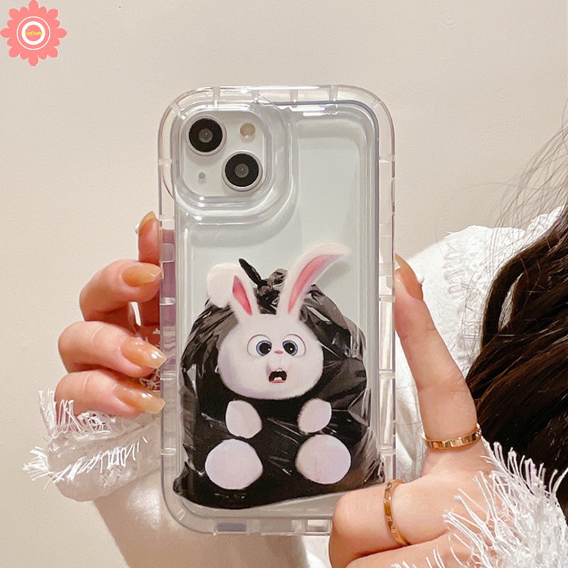 Kartun Snowball Rabbit Phone Case Kompatibel Untuk IPhone 7Plus 11 14 13 12 Pro MAX XR 6.6s 7 8 Plus X XS MAX Fantasi Awan Berbintang Rabbit Lembut Shockproof Airbag Penutup Belakang