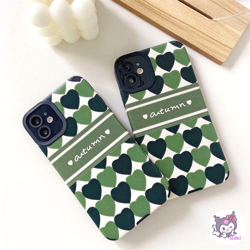 IPHONE Kompatibel Untuk Iphone14 13 12 11 Pro Max SE 2020 X Xr Xs Max8 7 Plus Kreatif Fashion Hijau Cinta Garis Perlindungan Shockproof Casing Ponsel Lembut Silicon Cover XJJJJ