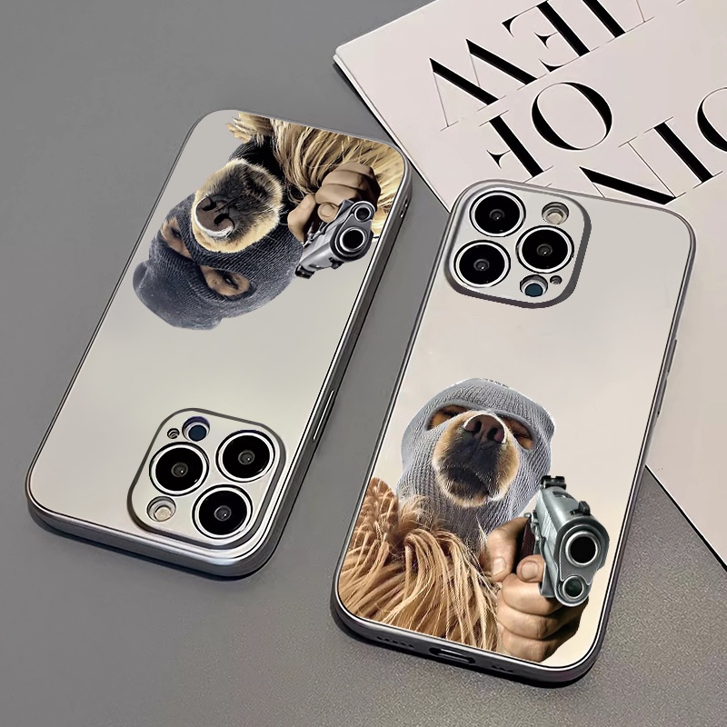 IPHONE Soft Phone Case Kompatibel Untuk Iphone11 14 13 12 Pro XS Max XR X8+7 6S Plus Topi Mini Casing Anjing Electroplate TPU Silikon Shockproof Cover