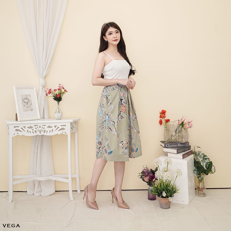 Evercloth Vega Rok Batik Wanita Selutut Bawahan Batik Rok Cewek