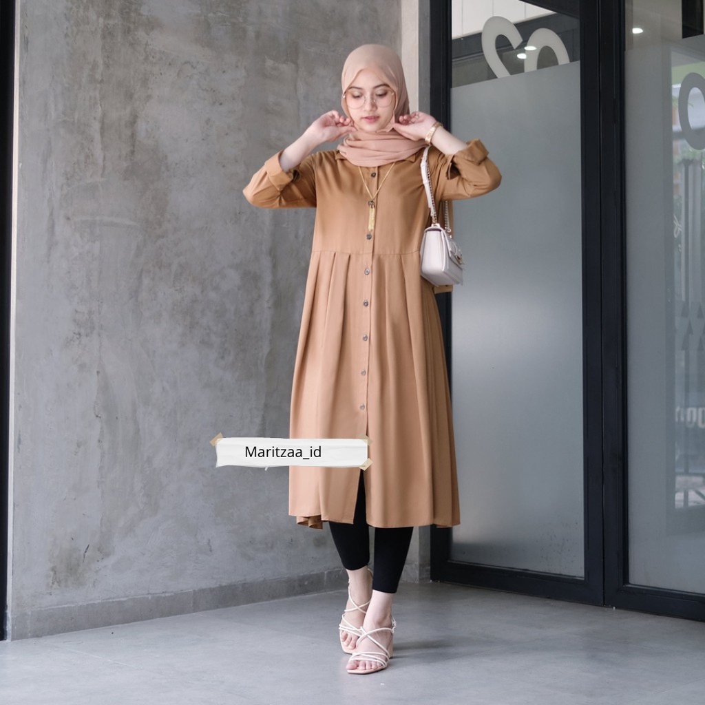 Kayla Tunik - Kayla Tunik Polos - Kayla Cringkle Polos - Tunik Wanita Panjang - Tunik Cringkle Wanit