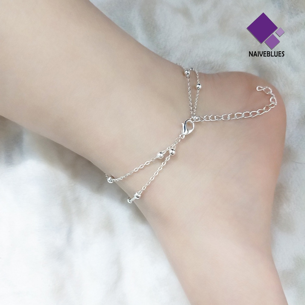 &lt; Naiveblues &gt; Sandal Boho Pantai Barefoot Infinit-y Charm Manik Gelang Kaki Layers Anklet