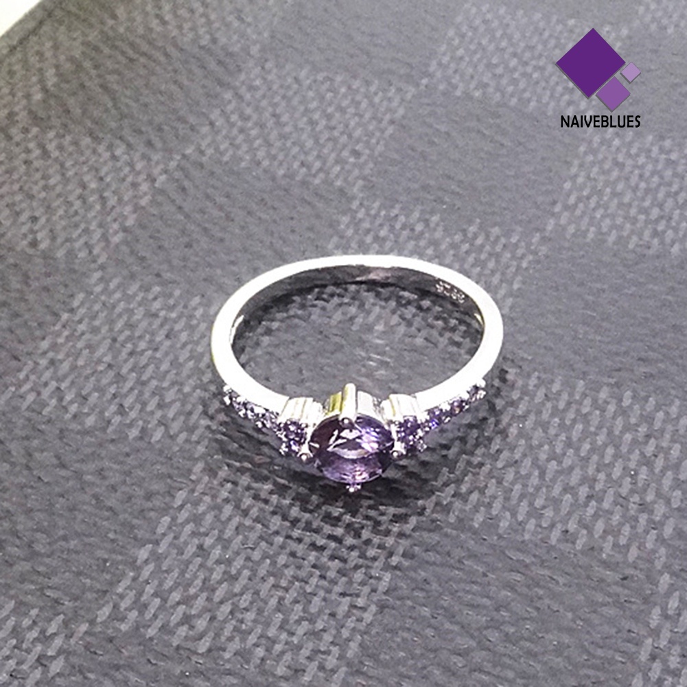 &lt; Naiveblues &gt; Mewah Wanita Faux Amethyst Bertatahkan Jari Cincin Pernikahan Pertunangan Hadiah