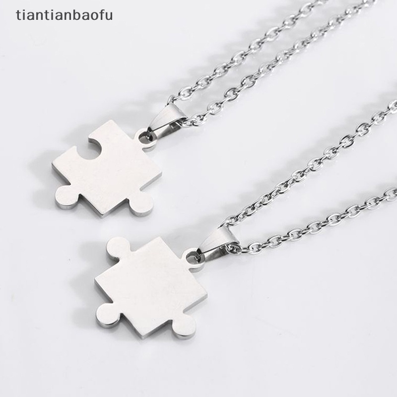 [tiantianbaofu] 1pasang Kalung Liontin Puzzle Pasangan Kekasih Untuk Wanita Pria Butik Baru