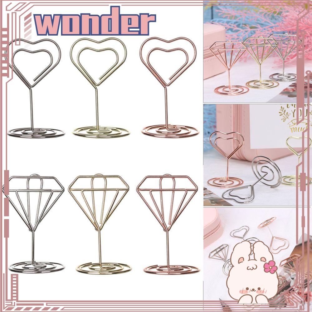 Wonder 1/5PCS Tempat Kartu Mode Romantis Penjepit Kertas Bentuk Hati Rose Gold Perlengkapan Pernikahan Foto Klip