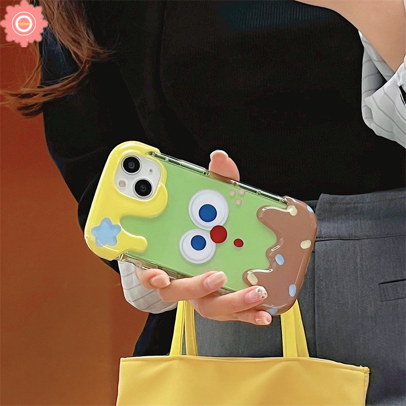 IPHONE Kartun Pasangan Ekspresi Lucu Cute Case Kompatibel Untuk Iphone11 12 14 13 Pro Max 7Plus XR 8Plus 78 Plus X XS Max SE 2020 Korea Aesthetic 3D Ice Cream Silicon Lembut Penutup Belakang