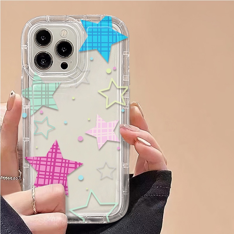 IPHONE Star Soft Phone Case Kompatibel Untuk Iphone14 13 12 11 Pro XS Max X XR 8 7 Plus Casing Silikon Transparan Shockproof TPU Cover