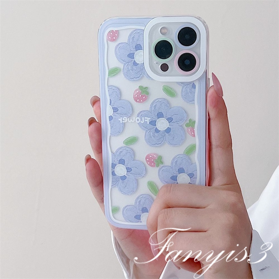 Vivo Y02 Y16 Y35 Y02s V25 V25e Y15A Y15S Y01 Y21 Y21s Y20 Y20s Y12s Y17 Y15 Y11 Y12 Y1s Y91C Y20i S1Pro Y95 Y51 Y31 V25Pro V23e V21 Bunga Strawberry Casing Ponsel TPU Soft Cover