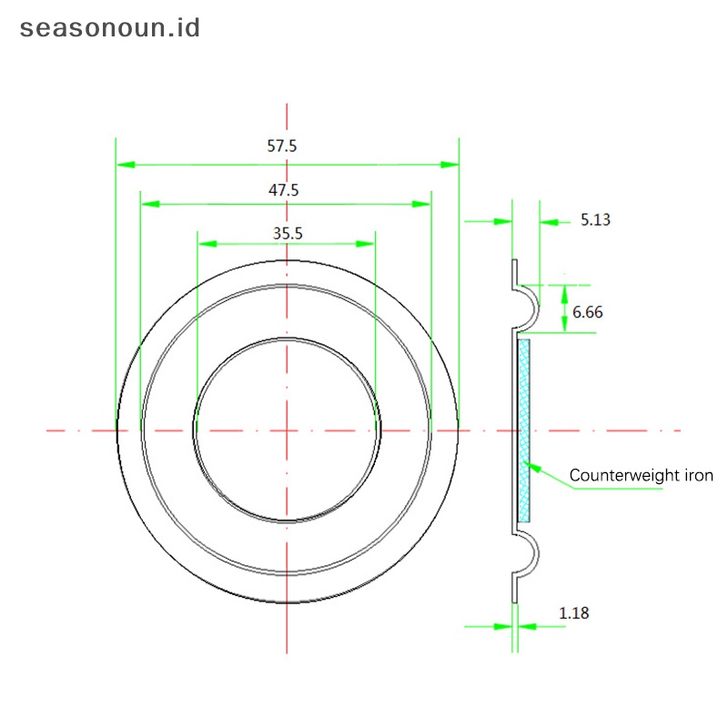 Seasonoun Bass Radiator Speaker Diafragma Speaker Radiator Bass Pasif Diafragma 57mm Bantu Memperkuat Woofer Membran Getaran Diafragma Karet Diafragma Woofer Diy Aksesoris.