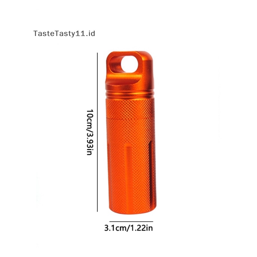 Tastetasty Aluminium Alloy Botol Wadah Pil Kedap Udara Portabel Outdoor Single Chambe.