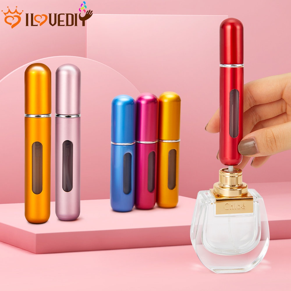 [Unggul] 5ml Permen Warna Tekan Tipe Atomizer Travel Alat Kosmetik Botol Parfum Spray Portable Split Bottle Spray Jar Wadah Botol Atomizer Aluminium Isi Ulang