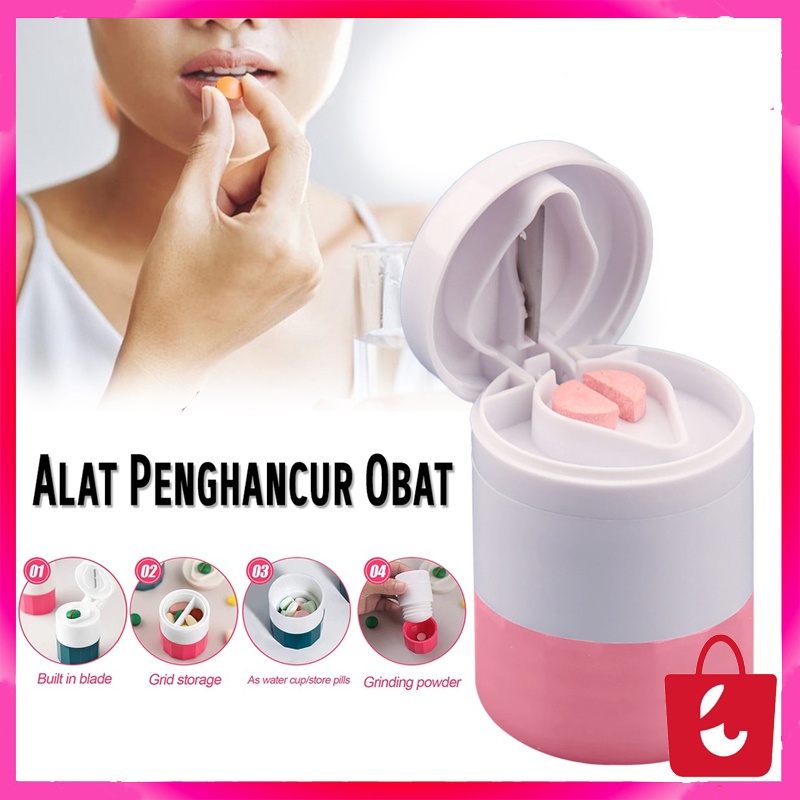 [3IN1] Penumbuk Obat Pemotong Penggerus Penghancur Pill Obat Tempat Penyimpanan Obat Tablet Cutter