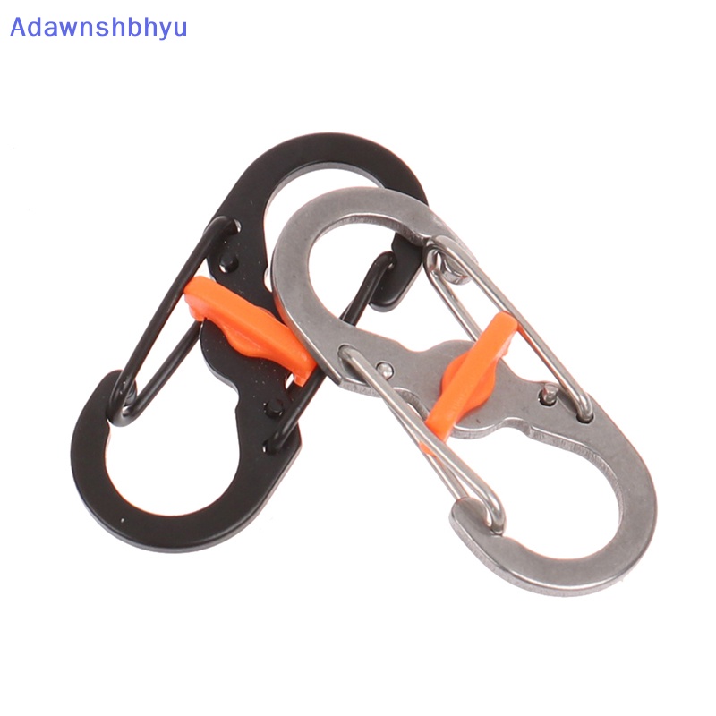 Adhyu Carabiner Tipe S Stainless Steel Dengan Kunci Mini Gantungan Kunci Kait Anti-Pencuri Outdoor Camping Ransel Gesper Key-Lock Tools ID