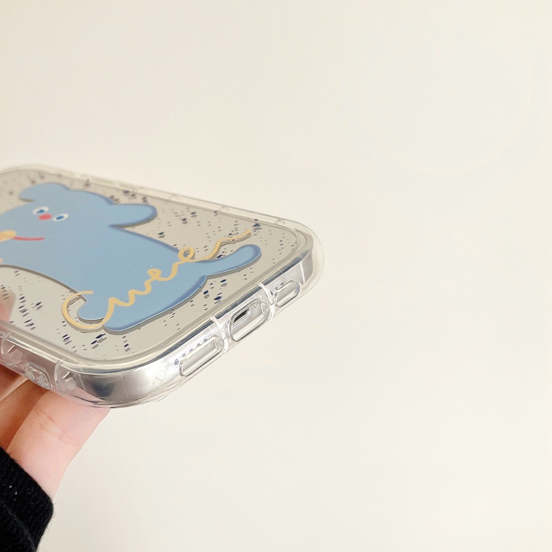 【Ice Cream Mirror】Soft Case IPhone 11 12 13 14 Pro Max Women's Gift Cute Blue Pet Puggy Dog Clear Phone Case Make up