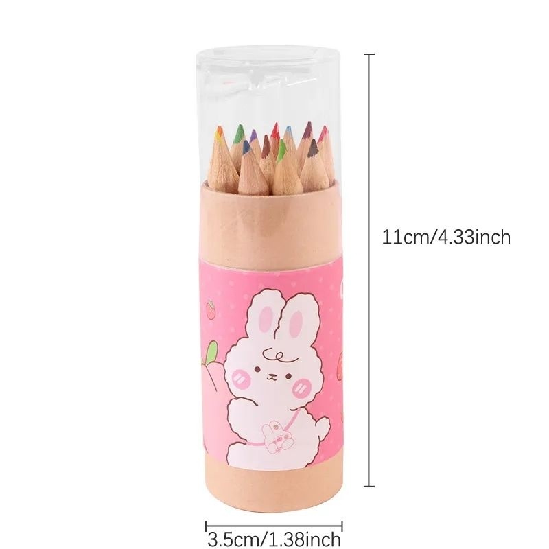(Pimenova) Pensil Warna 12 Pcs Menggambar Melukis Tabung Karakter Lucu