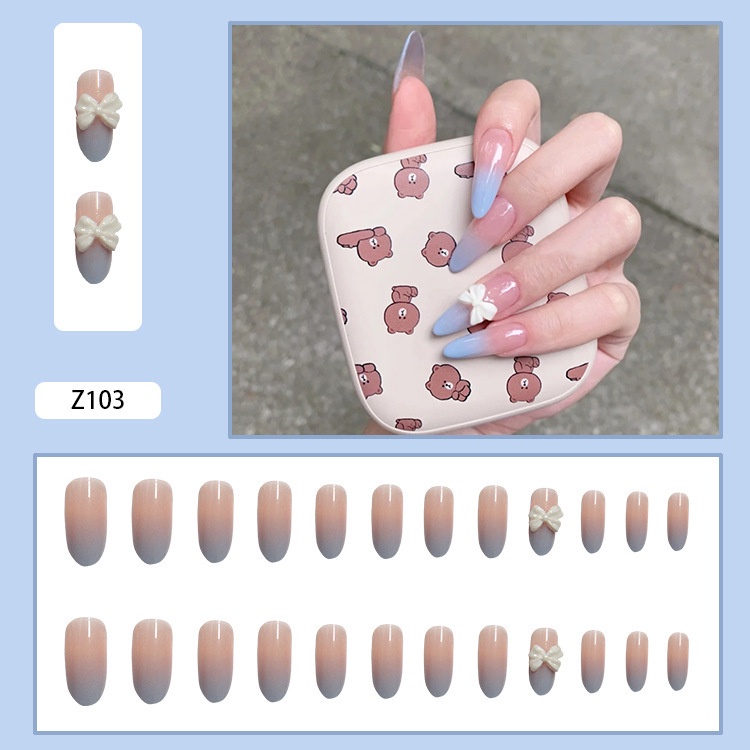 1543 24Pcs DIY Kuku Palsu French Cool Finger Nail Art Stiker Kuku Palsu