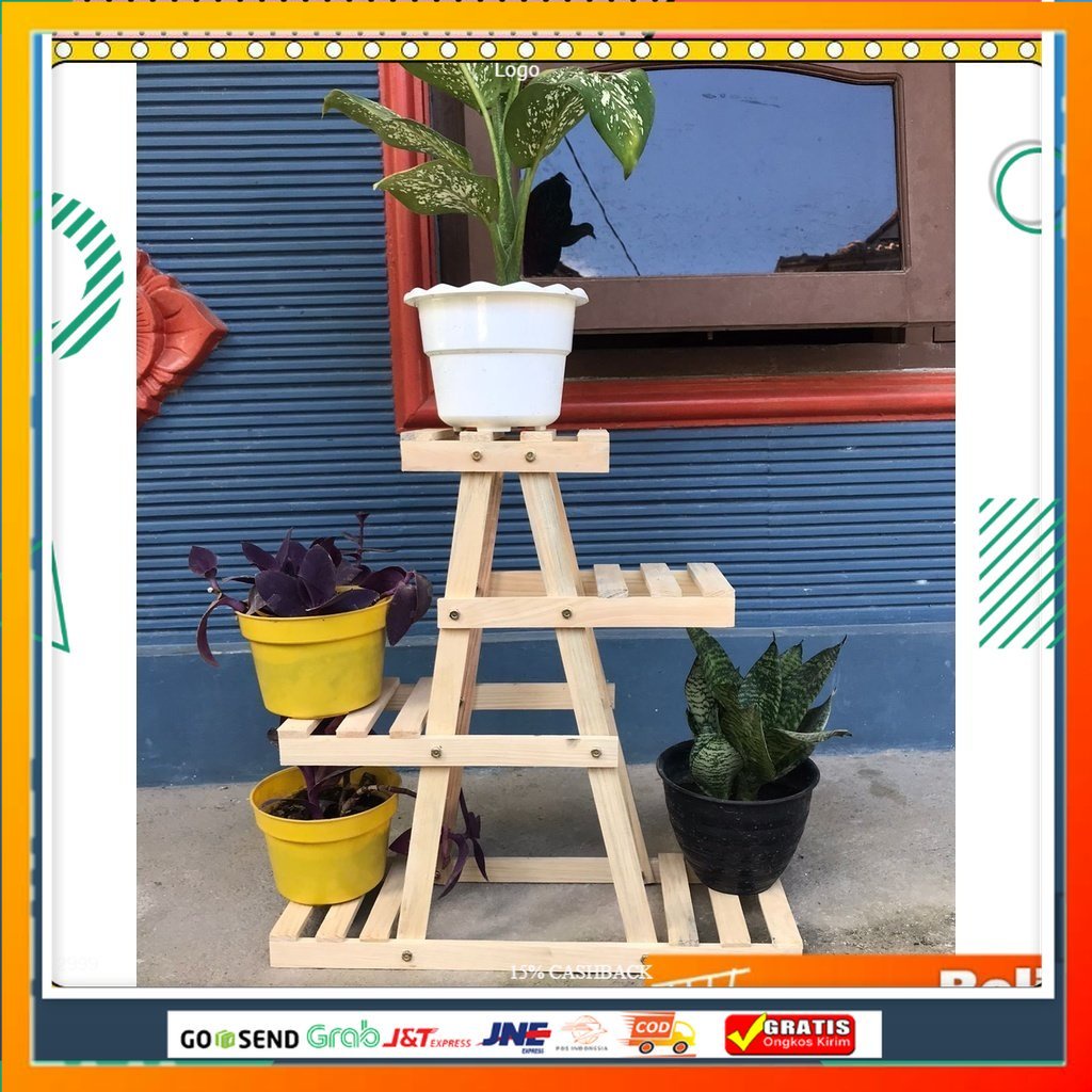 RAK BUNGA SUSUN 5 POT/ RAK BUNGA UNik/ RAK SERBAGUNA KAYU / RAK BUNGA KAYU / RAK BUNGA MINIMALIS