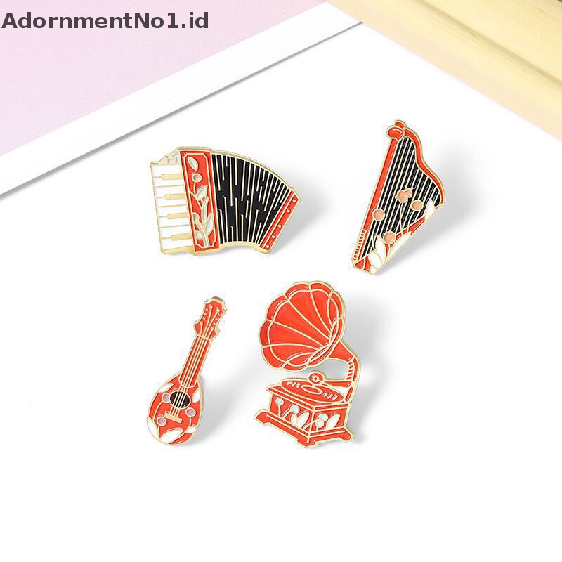 [AdornmentNo1] Vintage Kreatif Fashion Gramophone Akordeon Gitar Instrumen Kombinasi Tren Paduan Serbaguna Enamel Bros Lencana Perhiasan [ID]