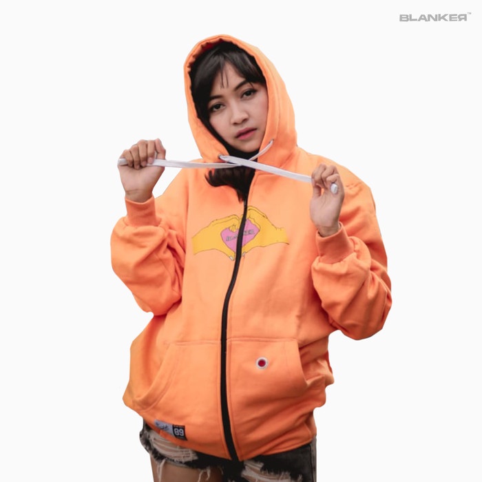 Blanker Hoodie Zipper / Orange Love / Fleece