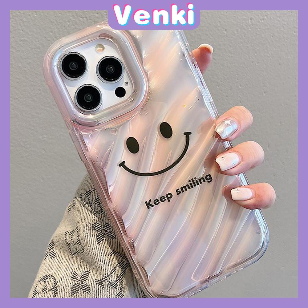 VENKI - For iPhone 11 iPhone Case Laser Reflective Transparent Phone Case TPU Soft Shockproof Airbag Case Protective Smile Face English Compatible with iPhone 14 13 Pro max 12 Pro