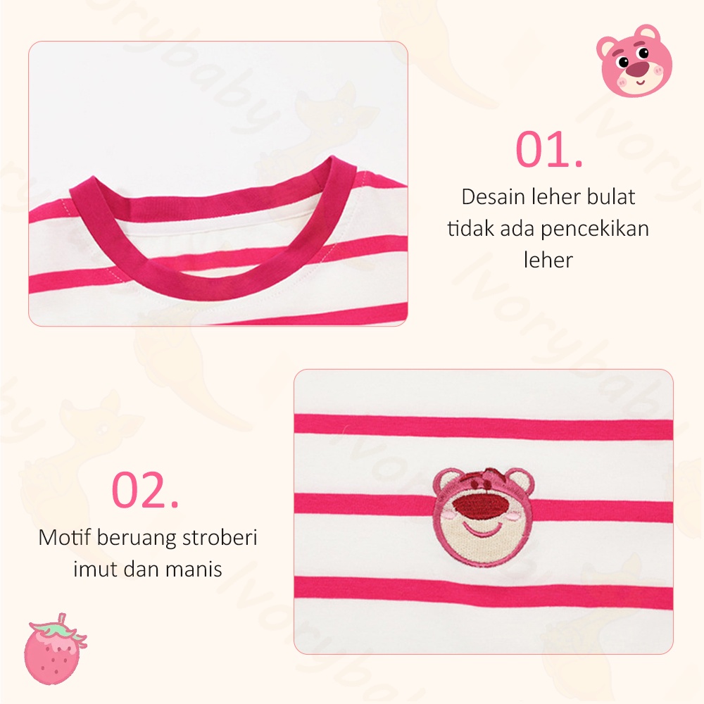 Ivorybaby Pinky bear T-shirt Kaos anak perempuan katun Baju anak cewek