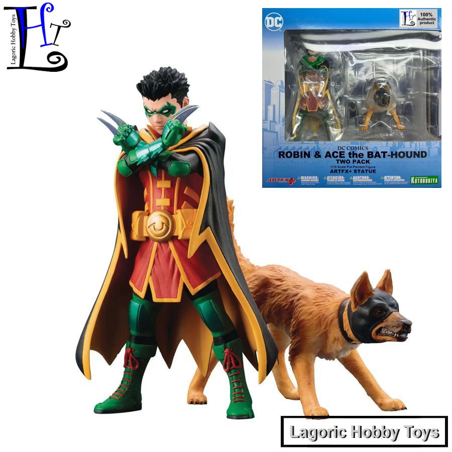 ArtFX DC Comics Super Sons Robin And Ace the Bat Hound Kotobukiya Mainan Figure