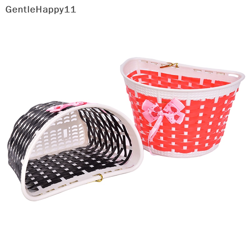 Gentlehappy 1pc Keranjang Sepeda Anak Bike Plastik Rajut Busur Simpul Depan Tas Handmade id