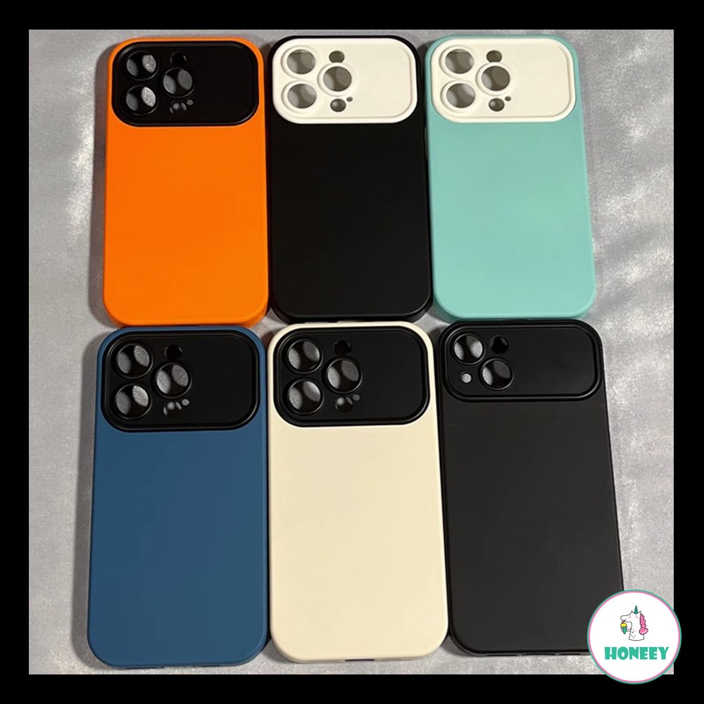 IPHONE Casing Matte Warna Kontras Mewah Kompatibel Untuk Iphone14 13 12 11 Pro Max XR Perlindungan Lensa Lembut Shockproof Phone Cover