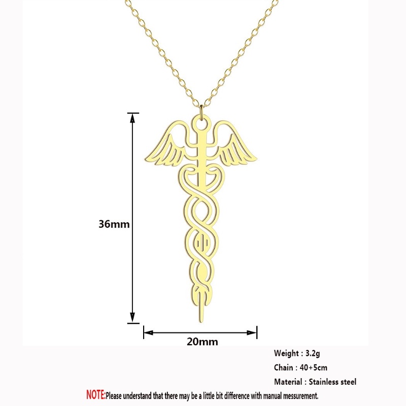 Z H Perhiasan Stainless Steel Cadusius Pesona Liontin Lapis Emas 18K Pria Dan Wanita Kalung Pesta Rock Punk Aksesoris Fashion Hadiah