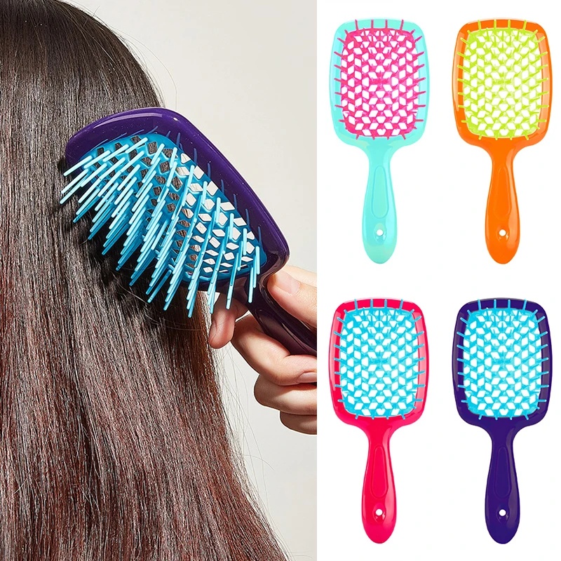 [Unggulan] 1pc Mesh Sisir Berlubang Plastik Gigi Lebar Sisir Cepat Kering Sikat Rambut Mengembangkan Udara Bantal Sisir Pijat Kulit Kepala Sisir Wanita Perempuan Alat Styling Hairdressing Salon Supply