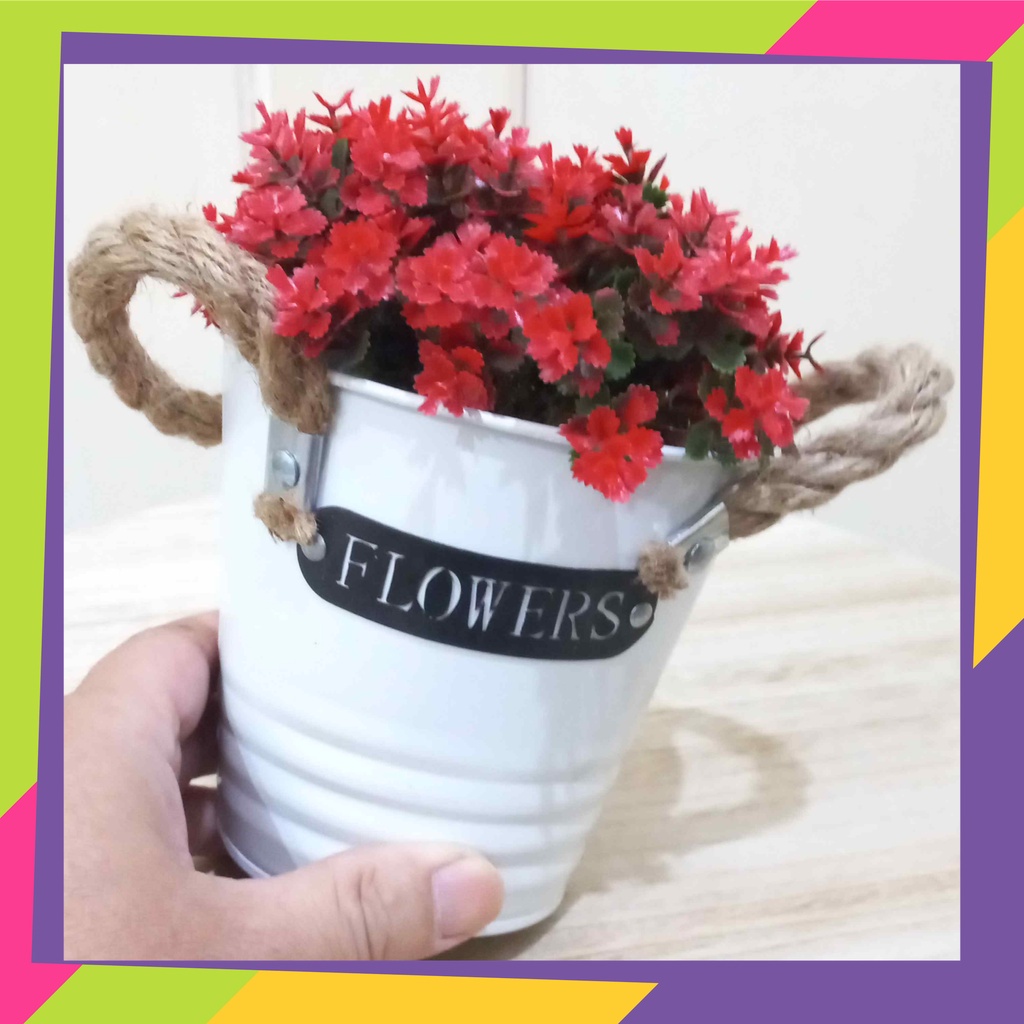 1872D1 / Pot bunga kaleng dekorasi / Vas bunga tanaman artificial / Vas bunga hias aesthetic