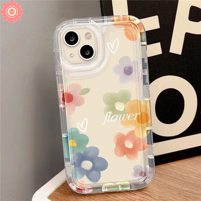 Flowers Casing Ponsel Untuk Redmi 12C 10C 10A A1 9T 9 10 9A 9C NFC Redmi Note10 9 11 8 10 Pro Max 10s 11s POCO F4 Bunga Cinta Hati Airbag Shockproof Soft Case