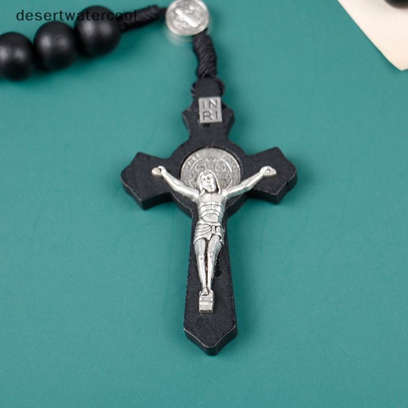 Deid Liontin Rosario Salib Hitam Religi Yesus Saint Manik Kalung Martijn