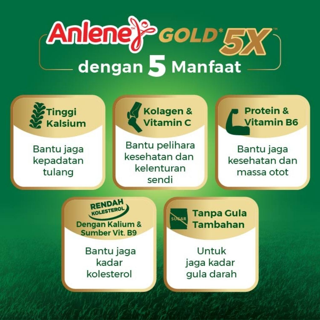 Anlene Gold 5X Susu Bubuk Dewasa Vanila 2 x 170g - Nutrisi Tinggi Kalsium Untuk Tulang, Sendi, dan Otot