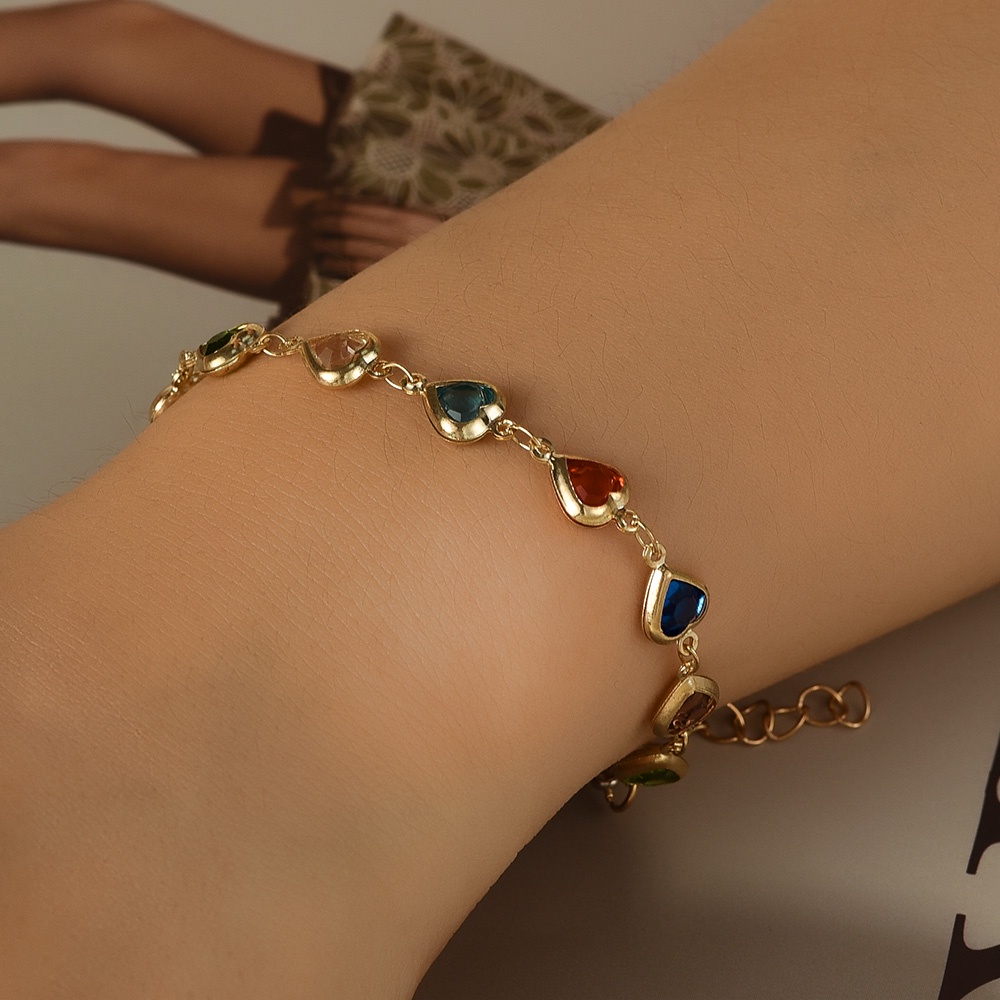 Fashion Bohemian Style Colorful Love Stone Bracelet/Bangle Liontin Mutiara Imitasi/Hadiah Perhiasan Angin Etnik