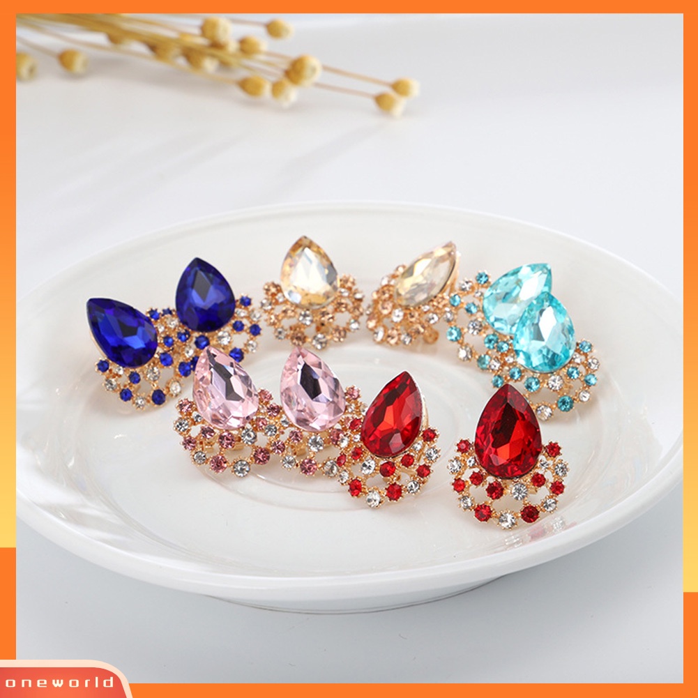 [ONE] 3ps/set Berlian Imitasi Tetesan Air Liontin Kalung Stud Anting Wanita Perhiasan Hadiah