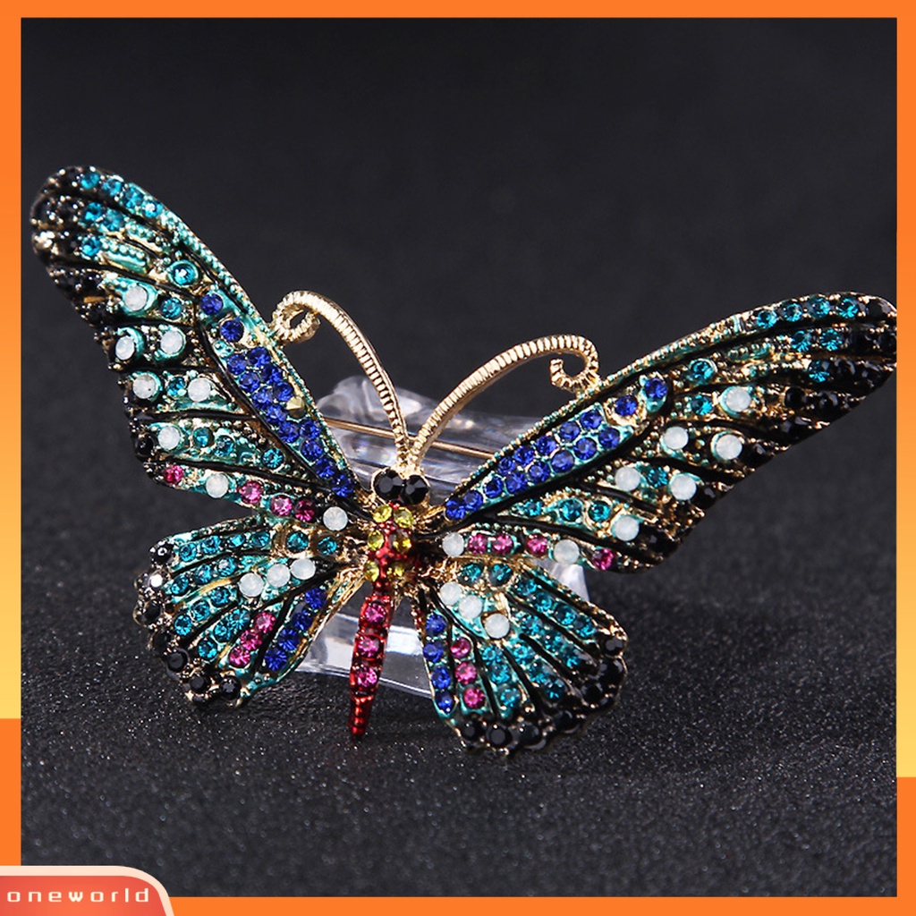 [ONE] Bros Pin Bentuk Geometris Berlian Imitasi Bertatahkan Enamel Kilau Cerah Temperamen Pakaian Yang Serasi Vintage Lady Butterfly Brooch Pin Aksesoris Pakaian