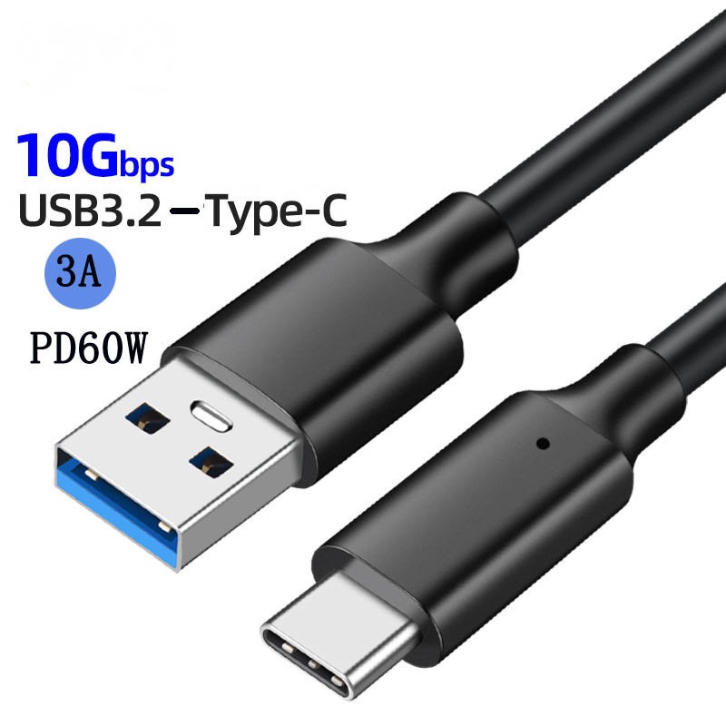 Usb3.2 Gen2 10Gbps Tipe C Kabel USB A Ke Type-C 3.2 Transfer Data USB C SSD Hard Disk Cable PD 60W 3A Quick Charge Kabel Charge