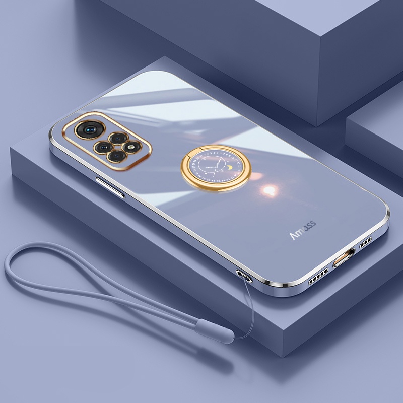 Andyh Xiaomi Redmi Note 11 Pro 4G Note 11S 4G Xiaomi POCO X4 Pro 5G POCO M4 Pro 4G Deluxe Perlindungan Jatuh Pita Emas Dengan Jam Cincin Dan Lanyard Gratis