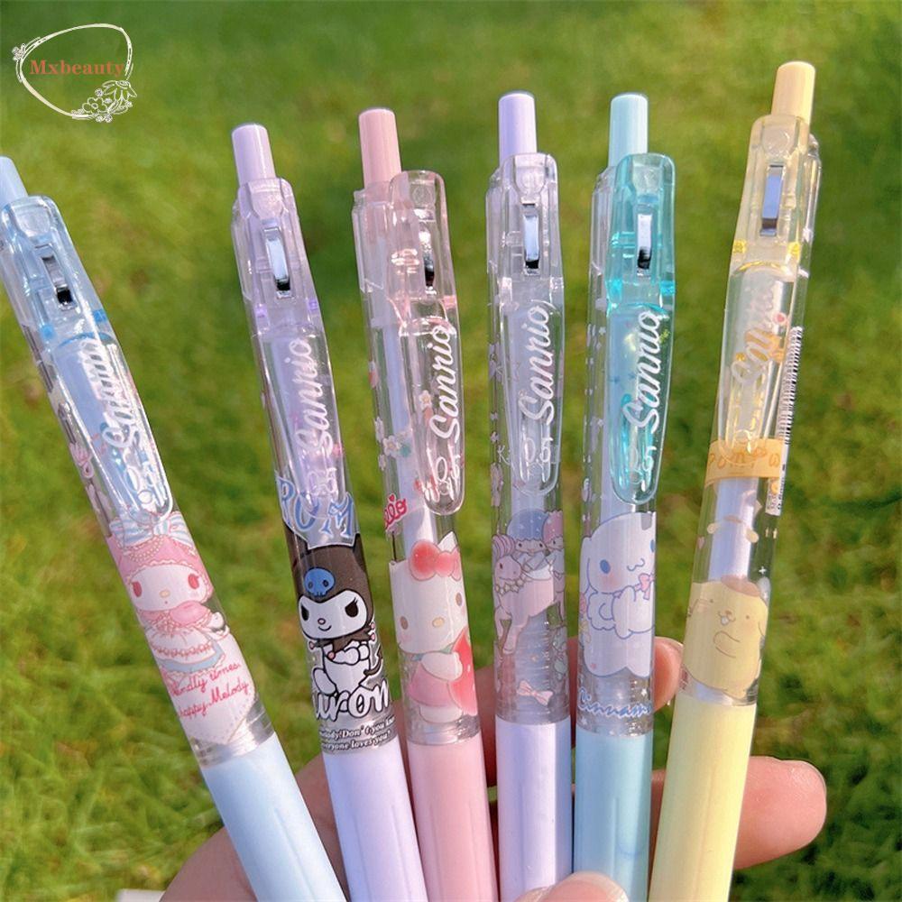 Mxbeauty Kartun Gel Pulpen 6 Pcs/set Alat Tulis Sekolah Perlengkapan Kantor Menulis Pulpen Ballpoint Kuromi Melody Cinnamoroll Anjing Penandatanganan Pulpen