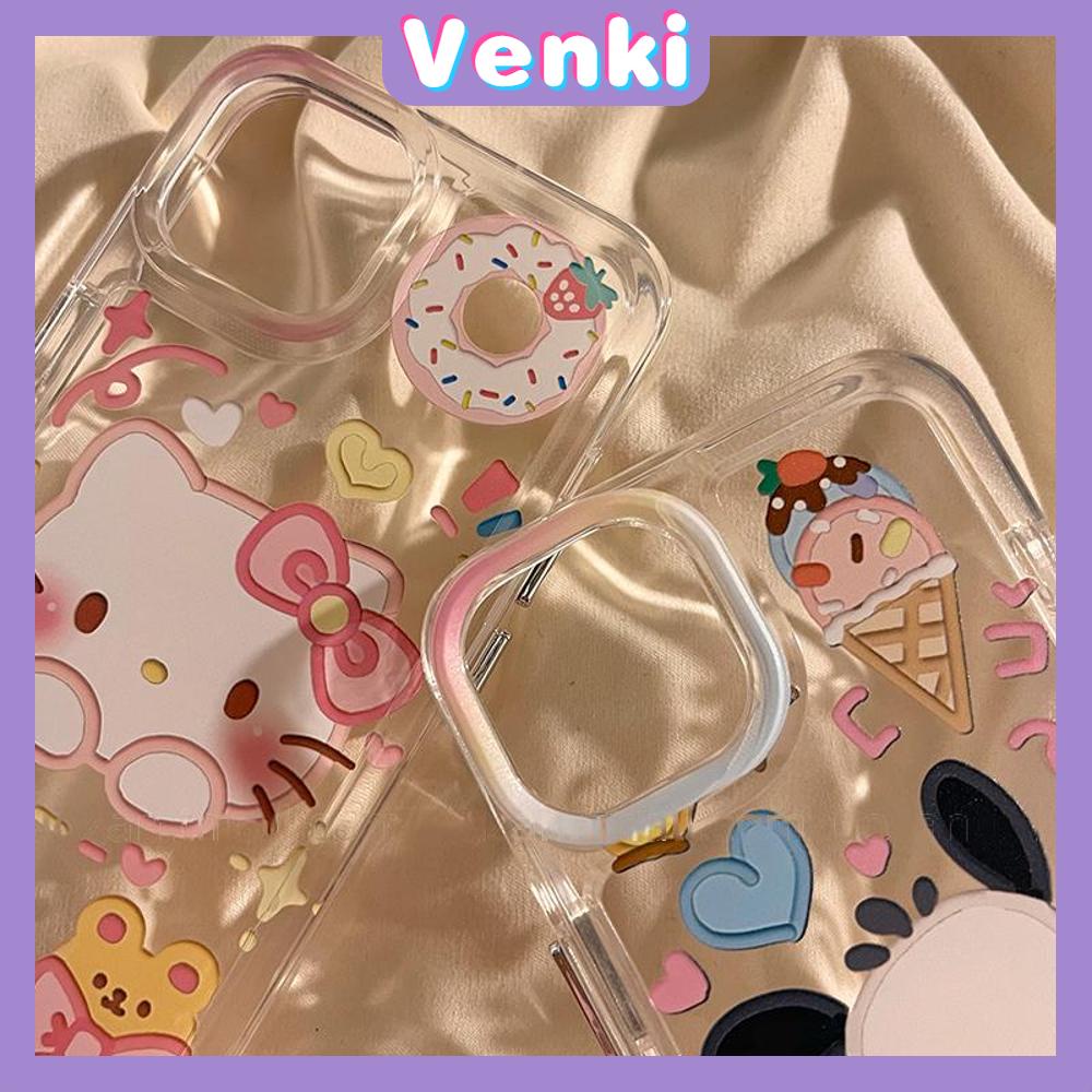 VENKI-Untuk iPhone 11 iPhone Case Bening Lubang Besar Ruang Case TPU Soft Shell Shockproof Protection Camera Cute Puppy Kitten Kompatibel dengan iPhone 14 13 Pro max 12 Pro Max 11 xr xs