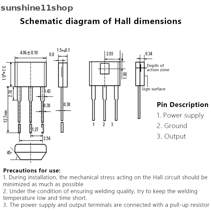 Sho 5Pcs Electrocar Hall Sensor Brushless Motor Hall Komponen3144 Dengan Cable Hall Electric Machine Hall Sensor N